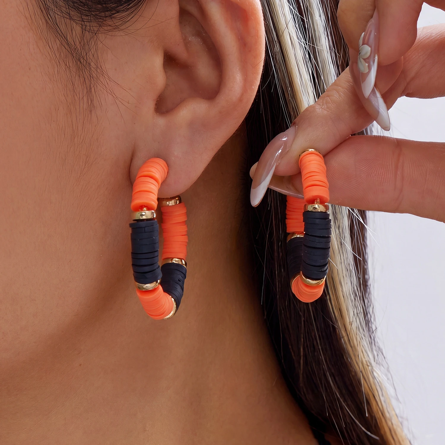 Pendientes de Moda para Halloween con Rayas Coloridas, Pendientes Redondos en Espiral Naranja y Negro para Mujer, Joyería para Fiestas