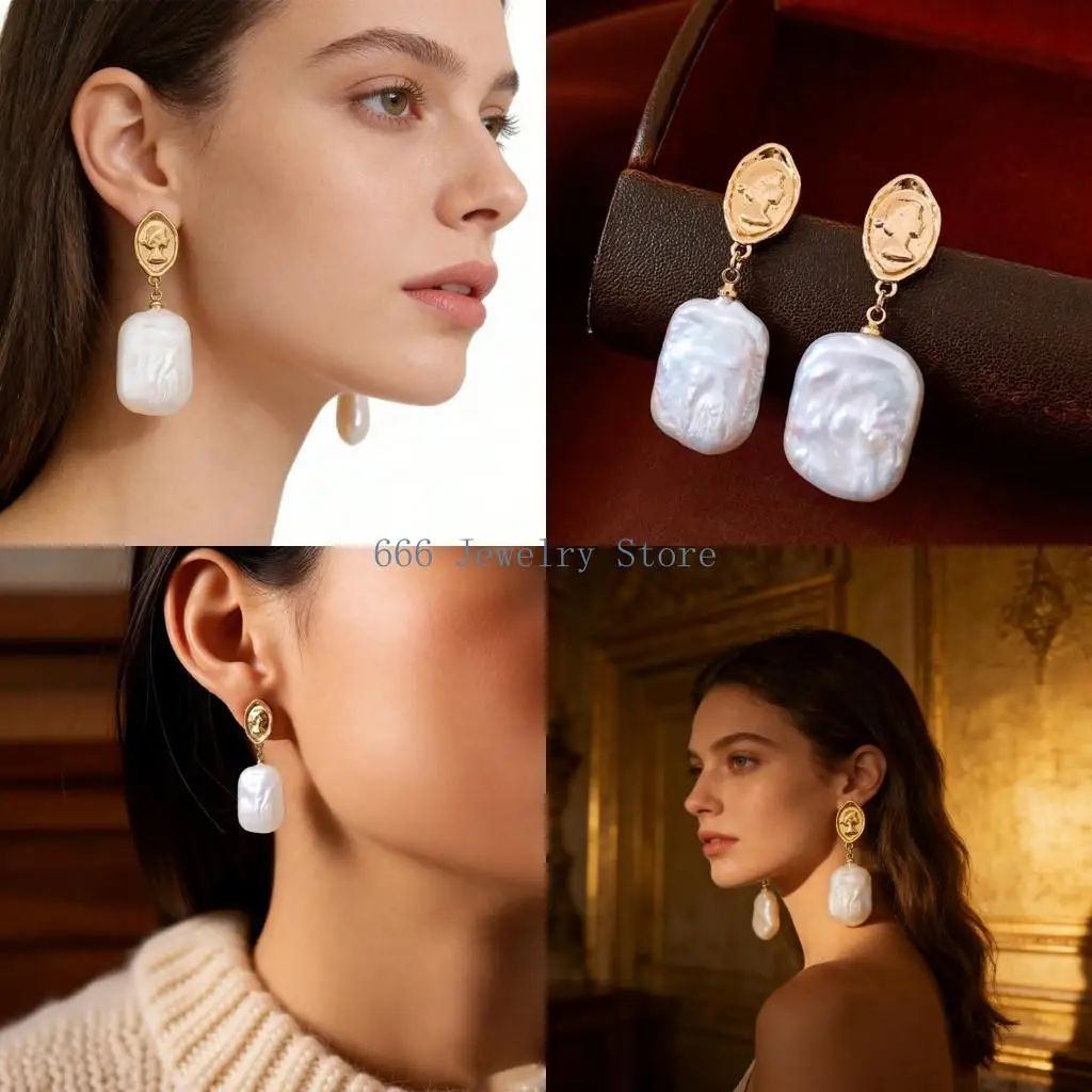 F2TD Elegant Freshwater Pearls Earrings for Women Craft In Sturdy Copper Materials Comfortable Designs for Any Occasion
