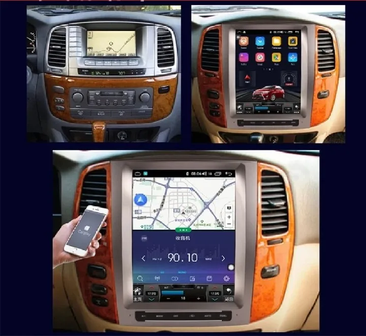 

For Toyota Land Cruiser 1992-2007 LC100 LX470 Tesla Screen Android 12 64GB Car Multimedia Player Car GPS Navigation Auto Stereo