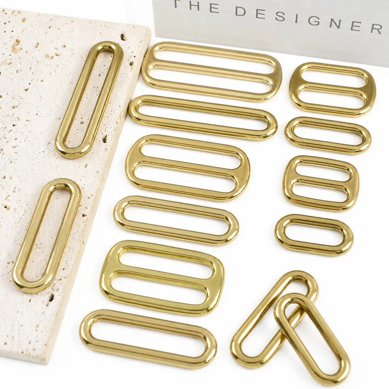 5/10/20Pcs 13-50mm Brass Metal Tri-Glide Buckles Backpack Bag Ring Clasp Belts Loop Hook DIY Hardware Accessories for Handbag