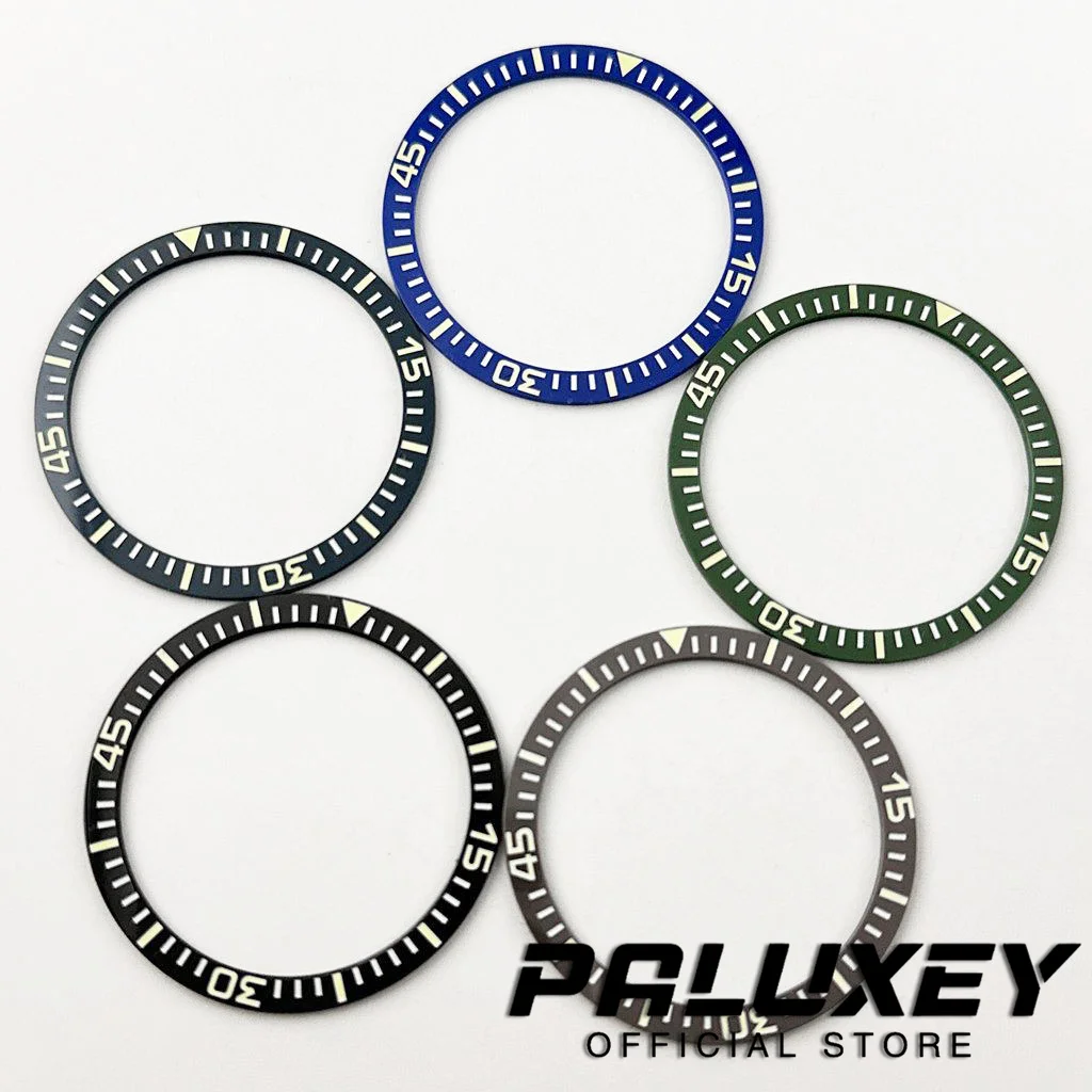 38mm Black Blue Green Bezel Insert Ceramic Bezel Luminous Watch Ring Accessories For 40mm Vintage Diving Case Watch Replacement