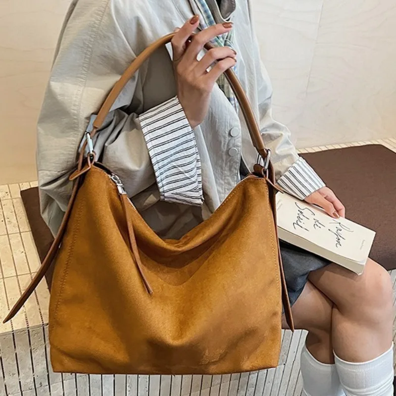 

Женская сумка-тоут из матового искусственного меха в корейском стиле, осень/зима 2026, Новое поступление, большая вместительная сумка через плечо и через плечо