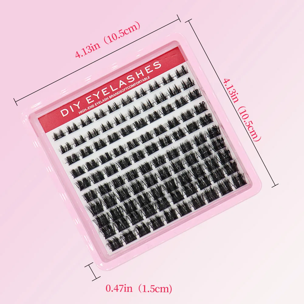 ふわふわクラスターまつげ 8-16mm 混合長さ DIY エクステンションつけまつげ、長くボリュームのある上まつげ