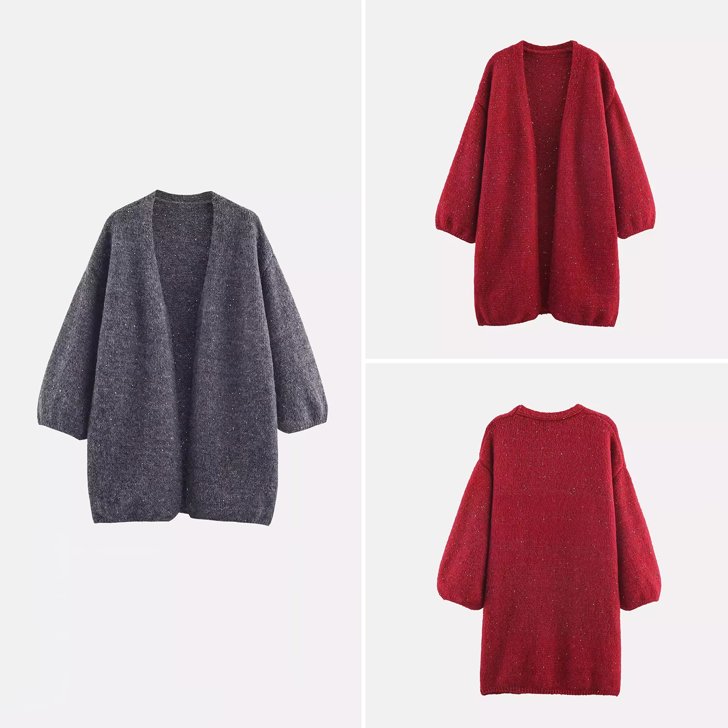 

Модный вязаный длинный открытый кардиган све без пуговиц, женский персональный осень 2023, новинка с v-образным вырезом средней длины Z