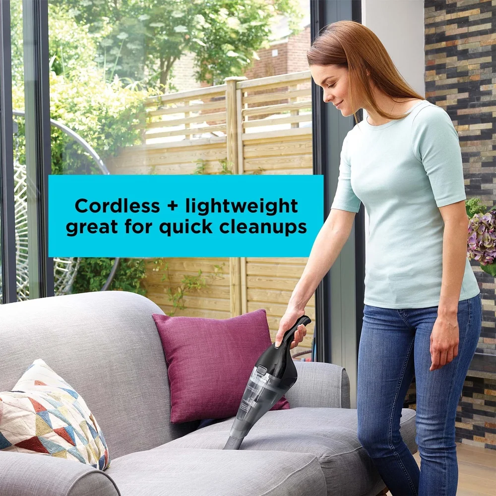 مكنسة كهربائية محمولة لاسلكية خفيفة الوزن ومحمولة 7.2 فولت للتنظيف السريع مع أداة شق وتنجيد الفرشاة