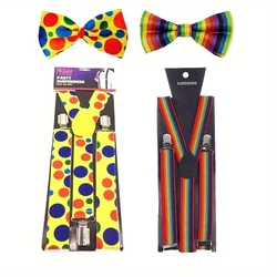 Clown Sling Bow Tie Set Colored Sling Suitable for Birthday Wedding Party Christmas Cosplay Supplies Street Show