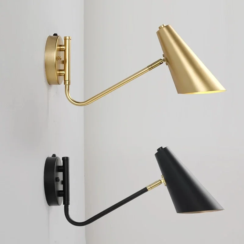 Touch sensor switch LED wall lamps modern adjustable swing long arm internal household bedside lighting decor sconce lights