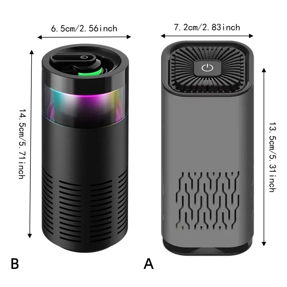 Odor Removal Portable Car Air Purifier Mini Compact Ion Air Purifier Effective Filtration Quiet Negative Ion Air Cleaner Vehicle