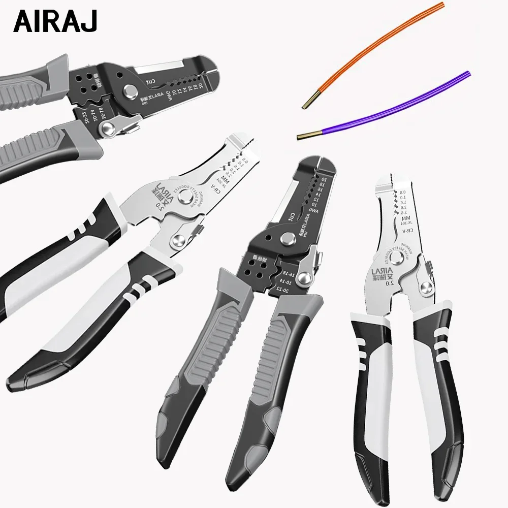 AIRAJ 7Inch Multifunctional Wire Stripping Pliers Cable Cutter Crimping Pliers Terminal Electrician Specific Hardware Hand Tools