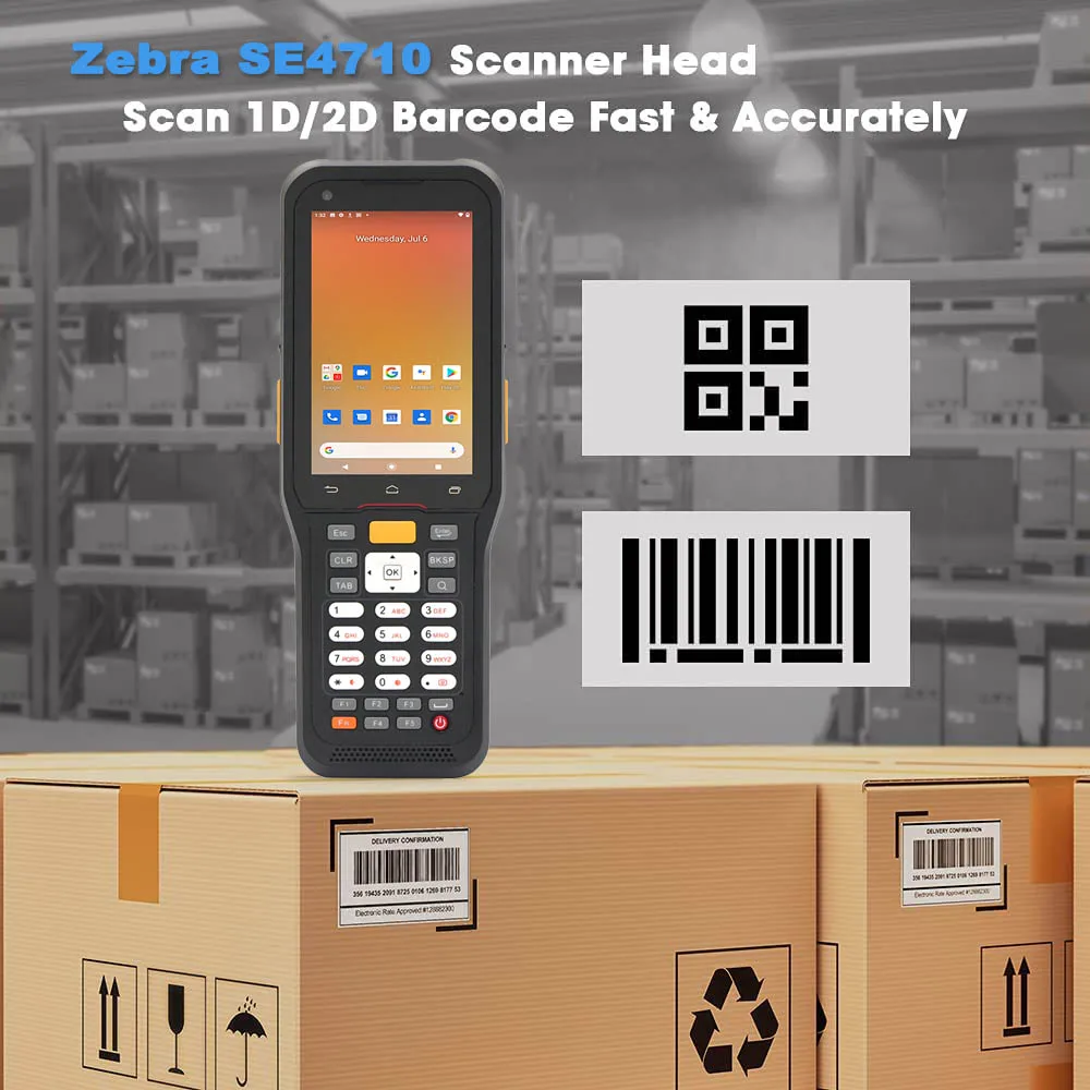 Imagem -04 - Scanner de Código de Barras Android Robusto Pda sem Fio Zebra 2d qr Scanner de Código de Barras Industrial 4g Wifi Smartphone com Alça Doca de Carga