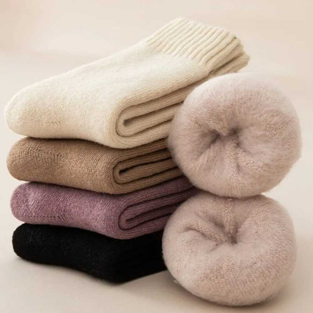 New Polyester Cotton Winter Warmer Thicken Sock Thermal Wool Seamless Cashmere Snow Socks Medium Tube Sock Keep Warm Tool