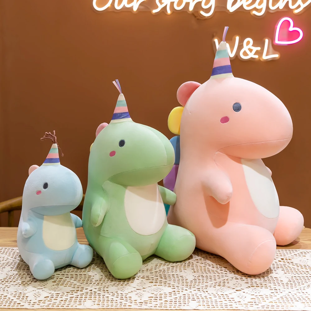 Cute Cartoon Candy Dinosaur Plush Toys Stuffed Adorable Jurassic Dino Dolls Birthday Gifts for Kids Girls Room Decoration