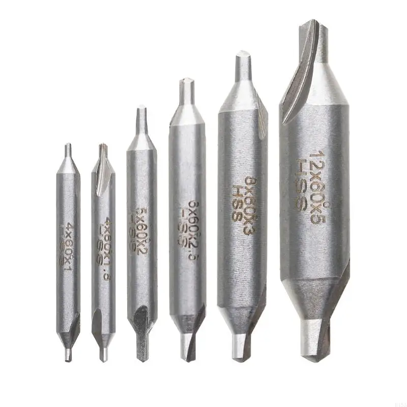 E15A 6Pcs Center Drill Bits Set High Speed Steel Center Drill Bits Countersink Tools for Lathe Metalworking 1/1.5/2/2.5/3/5mm