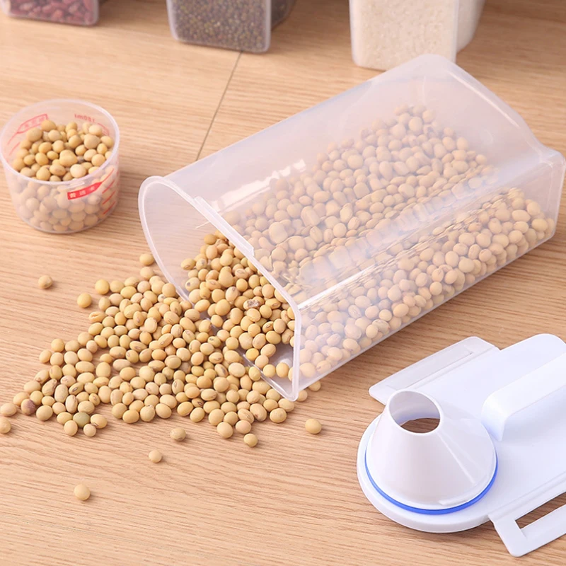 1/4pcs 5.5 pound rice sealed dry grain storage container, thickened plastic transparent food storage box with dumping port