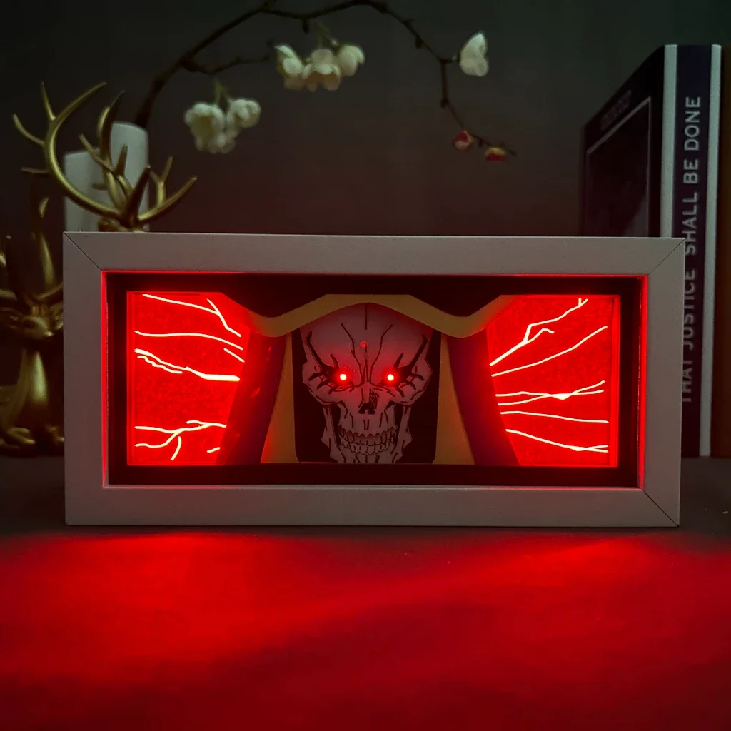 Ainz Ooal Gown Led Light Box для домашнего декора полки Новинка Shadow Box Подарок на день рождения Прикроватная ночная лампа Крутой аниме Lightbox