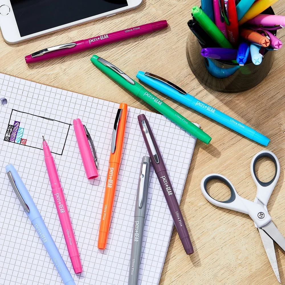 

Assorted Colors 24 Pack Ultra Fine Felt Tip Pens Quick Dry Ideal Grading Drawing Doodling Note Taking