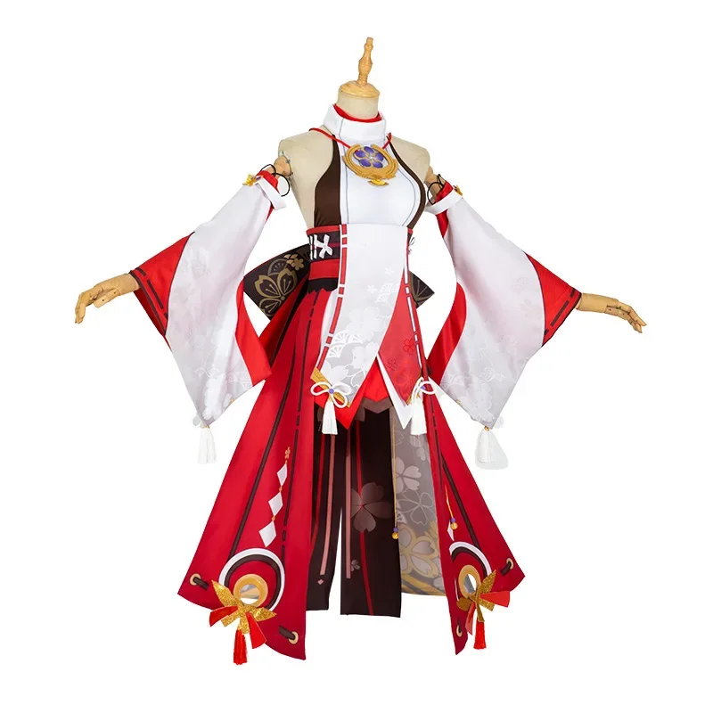 Yae Miko Cosplay Costume para Mulheres, Game Genshin Impact, Peruca, Vestido, Shorts, Acessório, Trajes de Halloween, Meninas