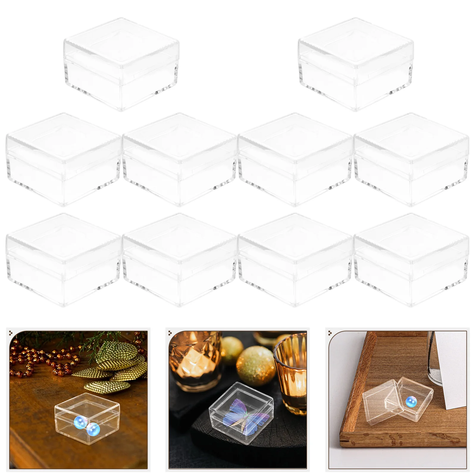 

10 Pcs Showcase Collection Box Display Cabinet Cubes Plastic Transparent Mineral