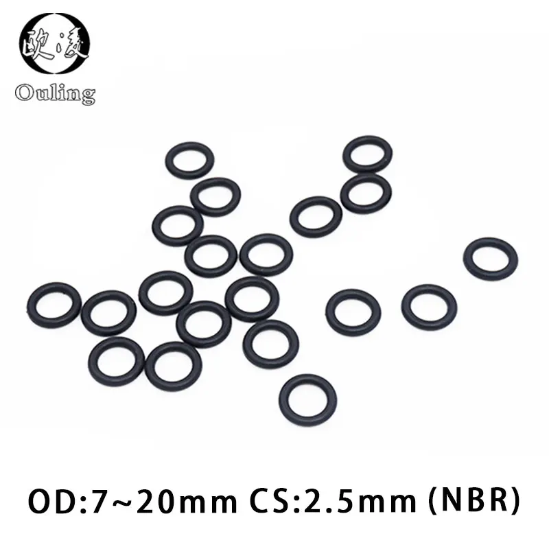 

100PC/lot Rubber Ring NBR Sealing ORing 2.5mm Thickness OD7/8/9/10/11/12/13/14/15/16/17/18/19/20*2.5mm O-Ring Seal Gasket Washer