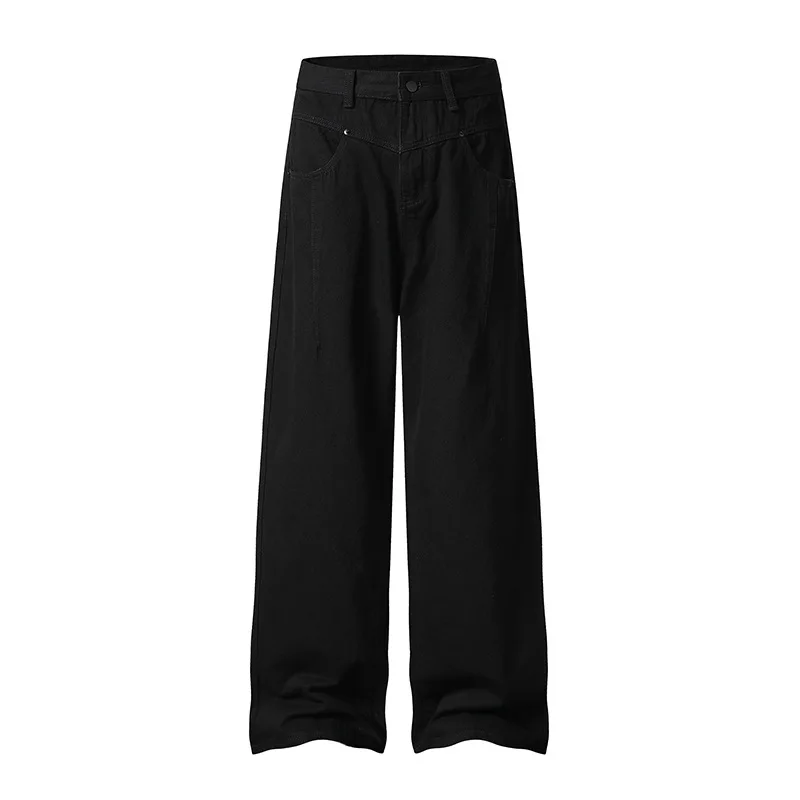 Men's High-end Split Line Extended Jeans Retro Loose Straight Trousers