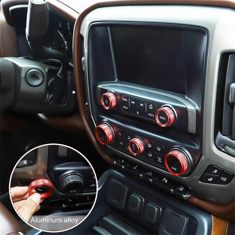 Air Condition Knob Cover+Audio Volume Control Button Cover Trim for Chevrolet Silverado & GMC Sierra 2014 2015 2016 2017 2018