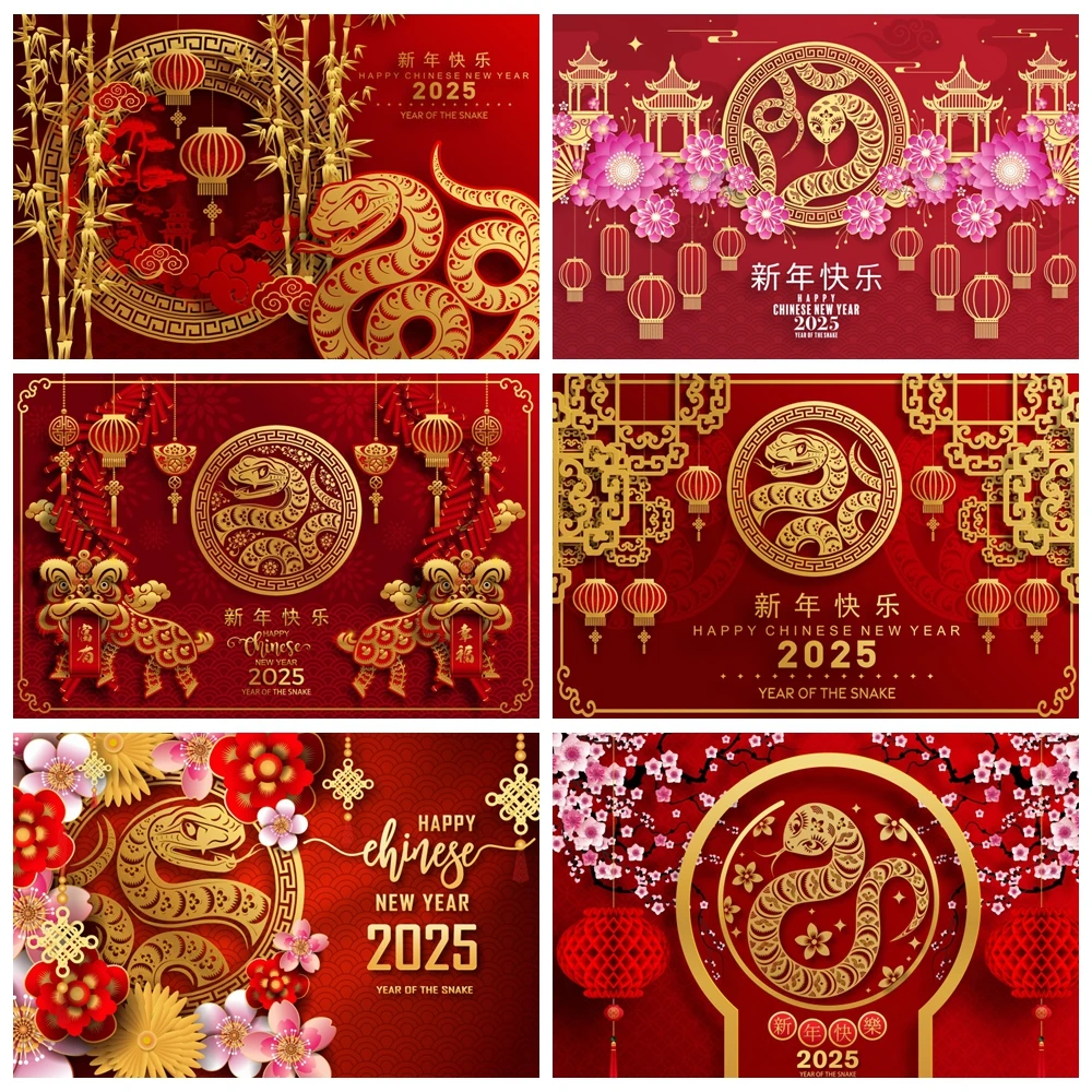 Chiński wiosenny festiwal fotografia tło 2025 rok węża czerwona latarnia kwiatowa ceremonia baner dekoracja wnętrz zdjęcie tło