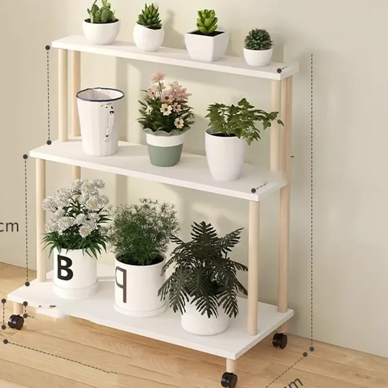 White Shelf Plants Stand Holder Movable Luxury Window Plants Stand Indoors Square Muebles Para Plantas Balcony Furniture