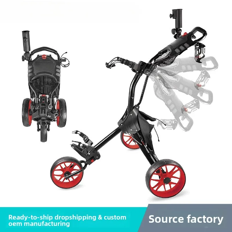 Golf Trolley, Aluminum Alloy Ball Trolley, Foldable Trolley Three-wheel Trolley With Umbrella Frame Scoreboard