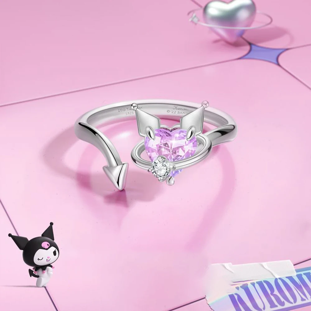 

Кольцо из серебра 925 пробы с фигурками аниме Kawaii Sanrio Kuromi