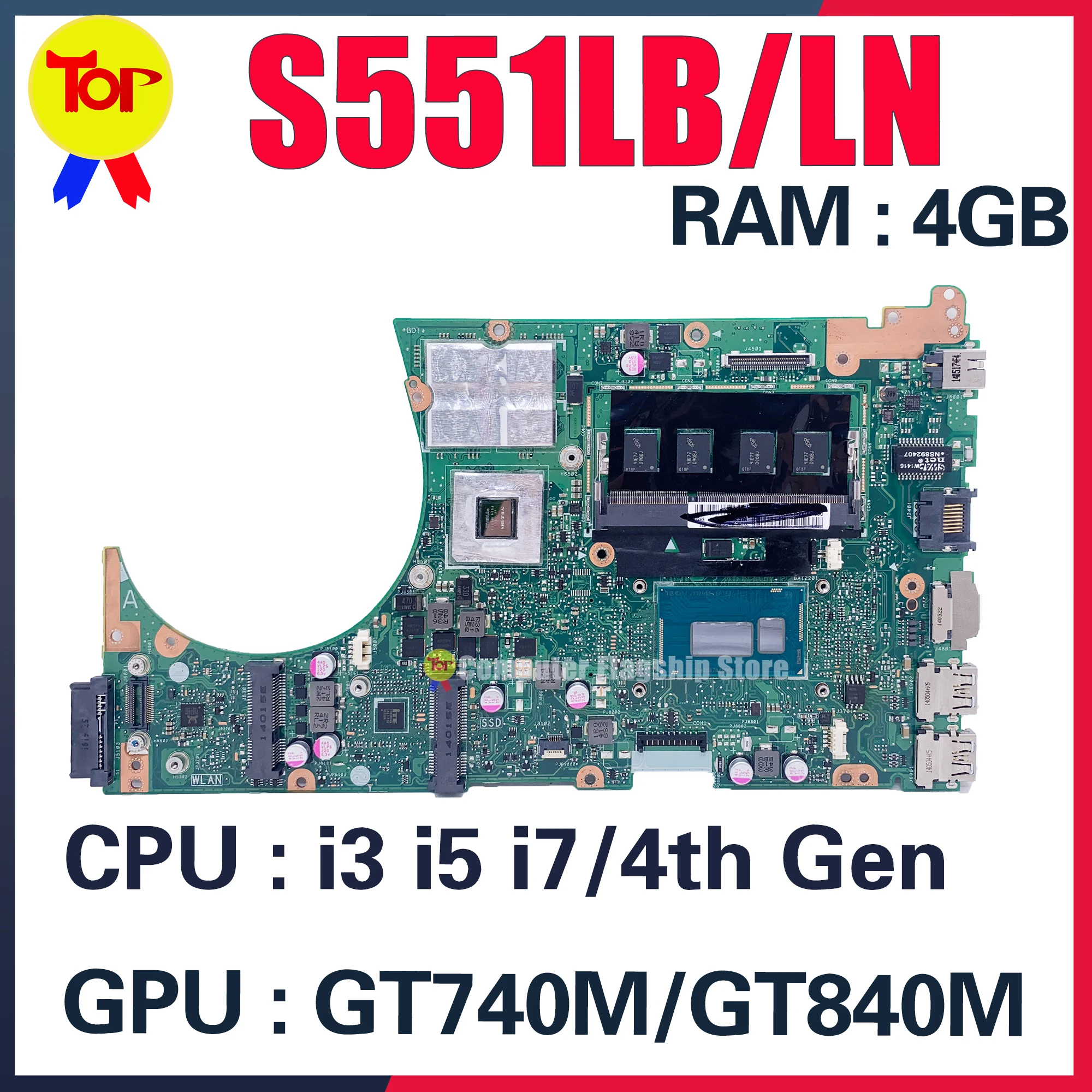 

KEFU S551L Laptop Motherboard For ASUS S551LN S551LB S551LA V551L R553L K551L Mainboard I3 I5 I7 CPU GT740M GT840M 100% Working