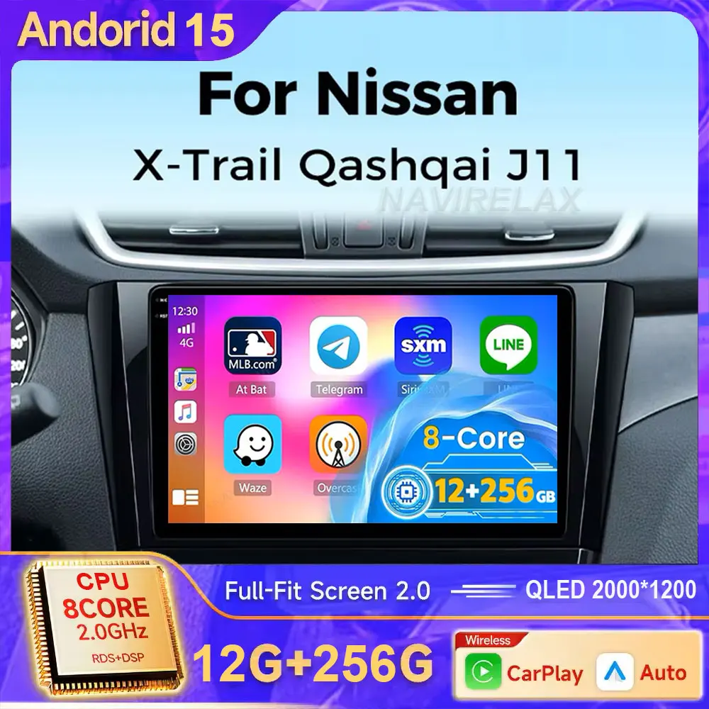 

Автомобильное радио Android 15 для Nissan X-Trail 3 T32 Qashqai J11 2 2014 2015 2016 2020 Беспроводной CarPlay Android Auto Автомобильный мультимедийный GPS
