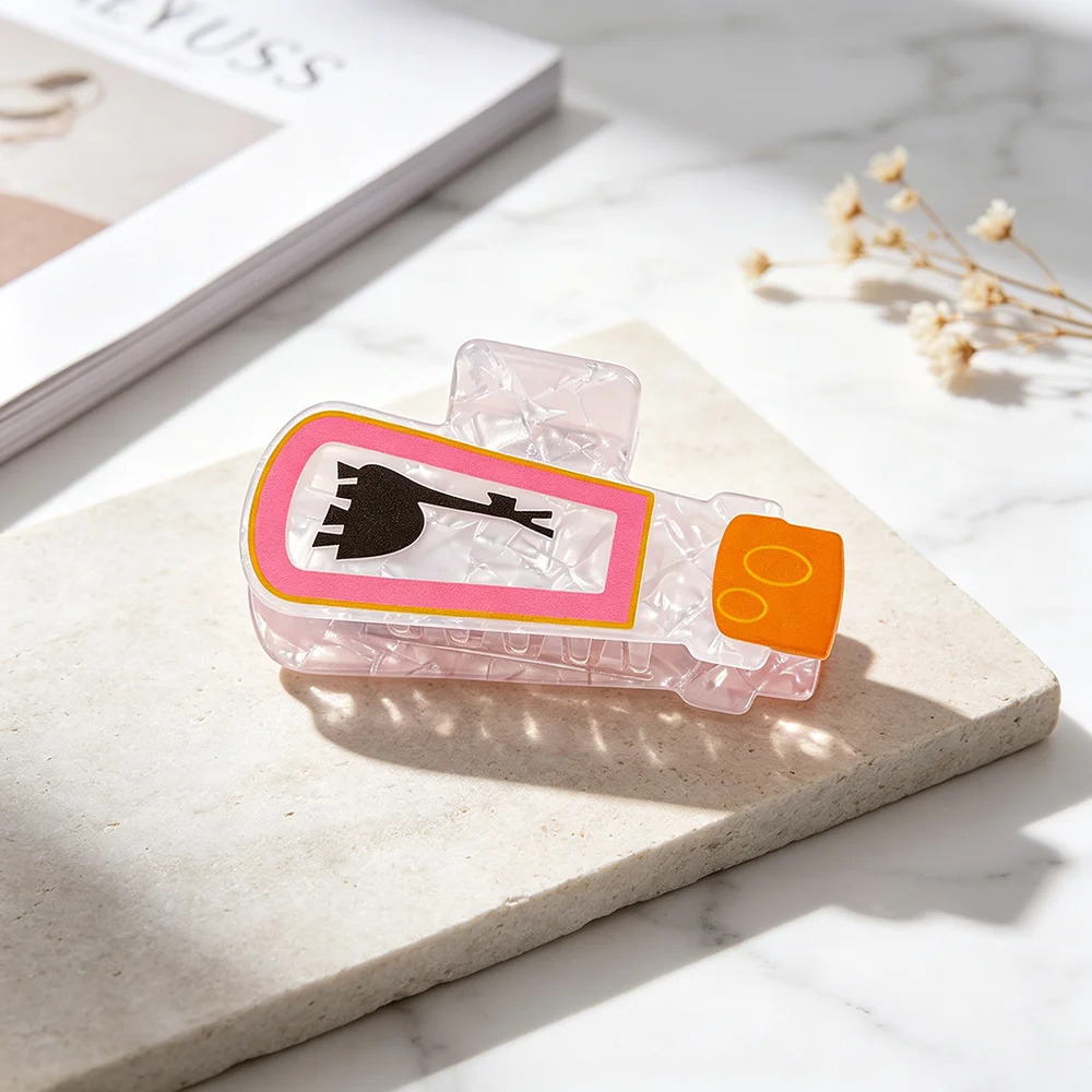 Cute Giraffe Magic Potion Bottle Hair Claw Clip Transparent Cracked Acrylic Cartoon Jaw Clamp Hair Accessories Daily Party Gift