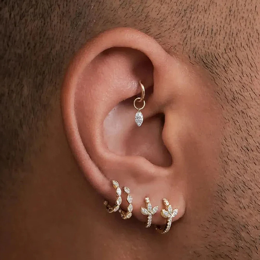 Exquisite Oval Zircon Earring 925 Sterling Silver Hoop Earrings For Lovers' Couples Temperament Korean Wedding Jewelry