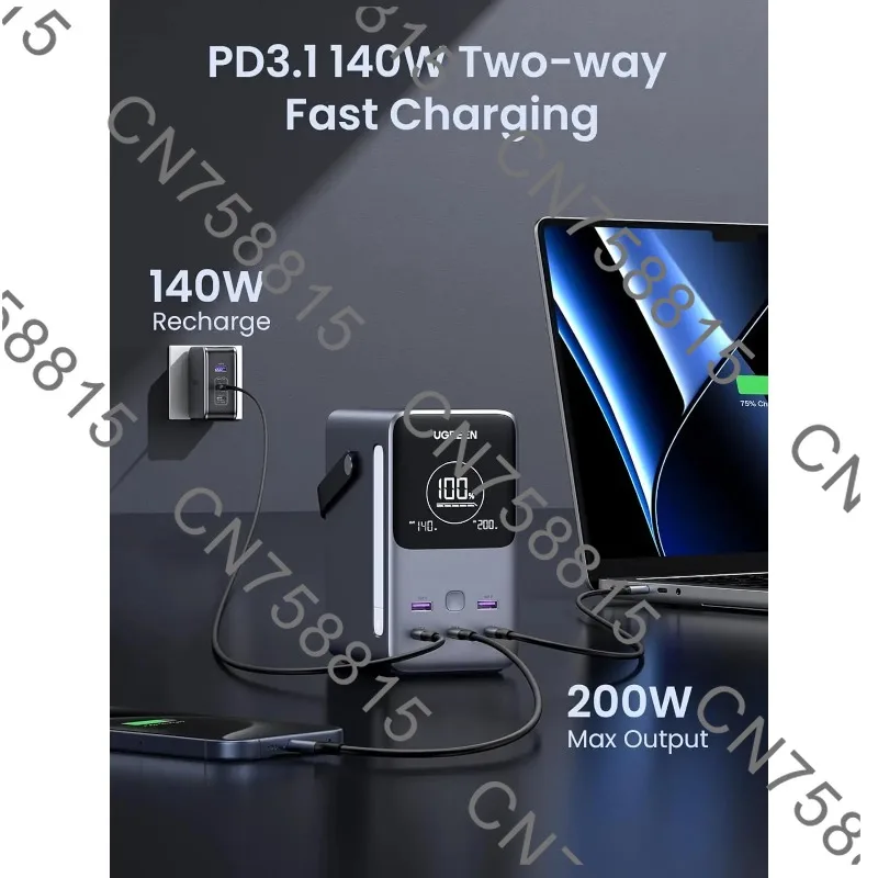 153Wh 5 Ports Battery Pack，300W 48000mAh Portable Charger Power Bank with Smart Digital Display，Lighting and SOS Mode