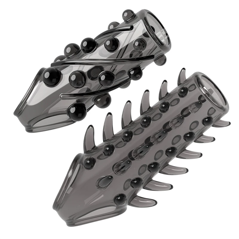 2 Fundas para Pene, Juguetes Sexuales para Hombres, Funda Extensora de Pene Elástica y Suave, Condones para Retrasar la Eyaculación, Extensor de Pene para Aumentar el Tamaño