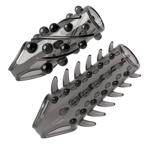 2 pieces Dick Sleeves Sex Toys For Men Soft Elastic Penis Extension Sleeve Delayed Ejaculation Condoms Cock Extender Increase