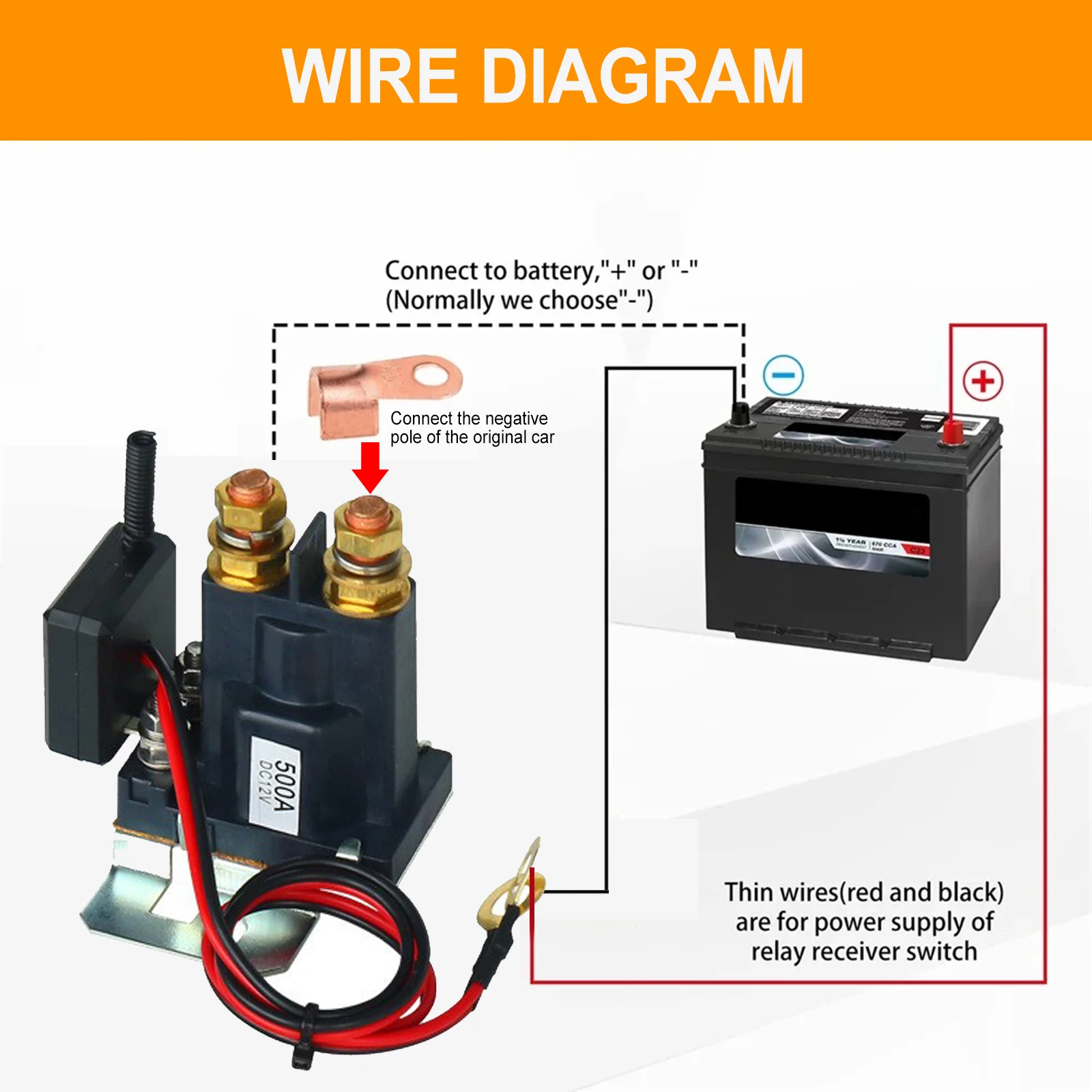 12V/24V Dc 500A Remote Battery Disconnect Switch for Car Truck Rv Camper Battery Switch Isolator with Wireless Remote Control