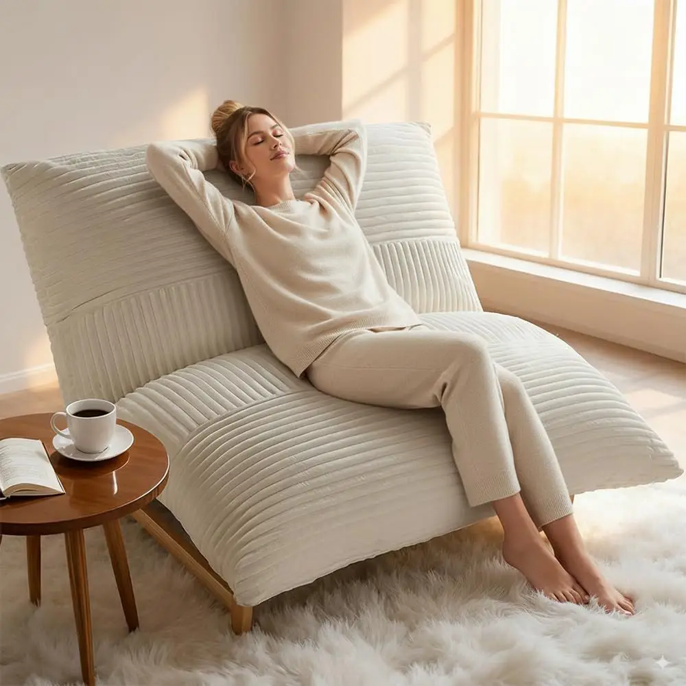 

Oversized Cloud-Like Couch Single Seat, Extra-deep Seat Sot or Living Room, Minimalist Convertible Stued Bean Bag Cushion with R