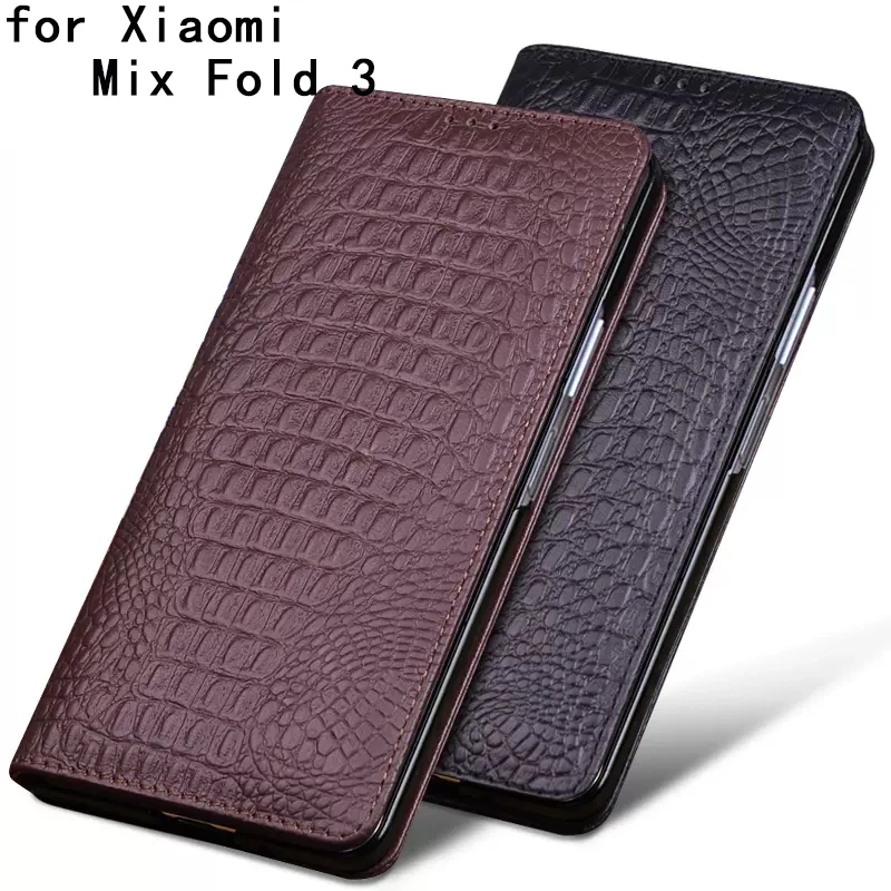 

Luxury Genuine Leather Case for mi Mix Fold 3 Flip Phone Carcasa for mi MixFold3 Funda Skin Mix Fold3 Coque Capa