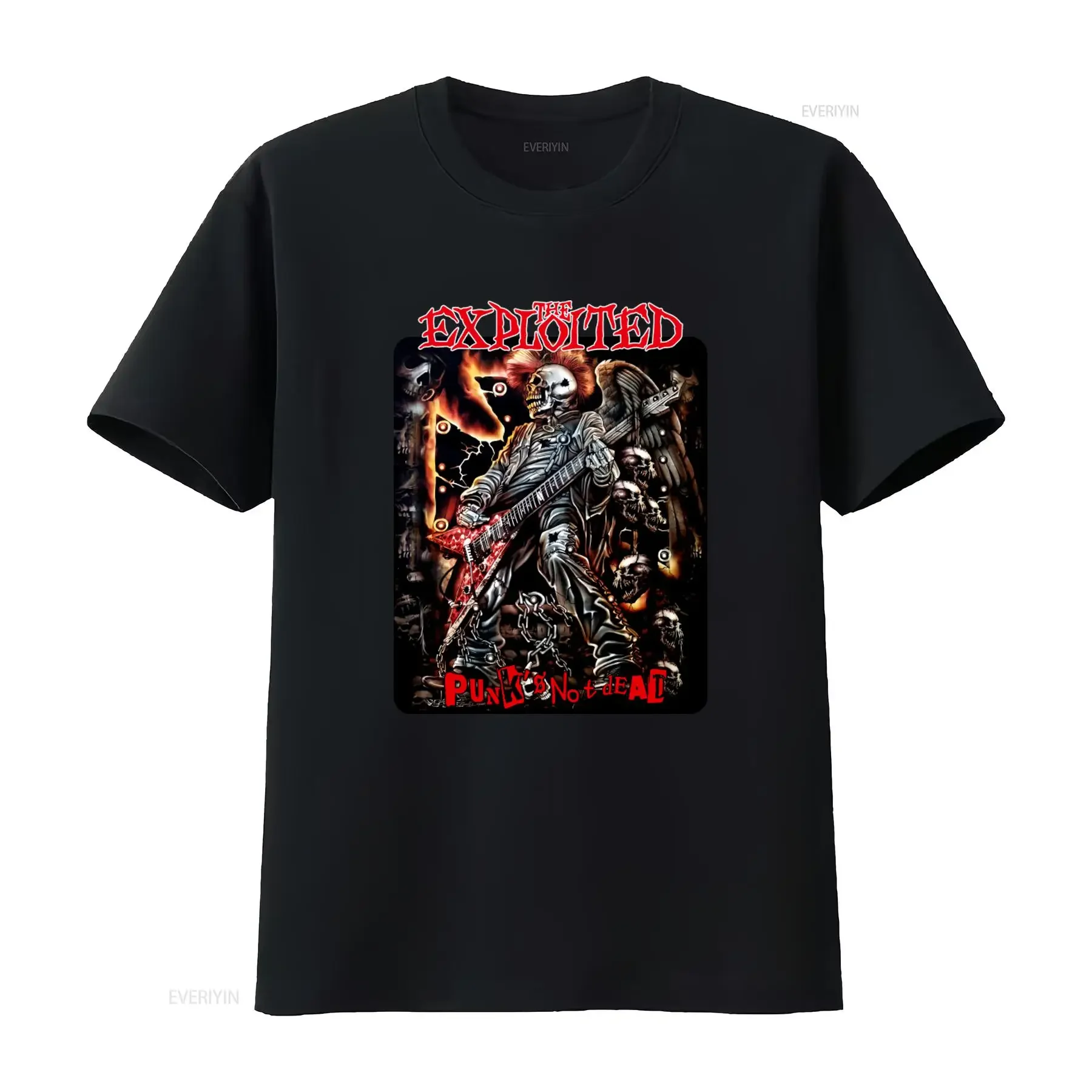 The Exploited Punk Rock Skull Guitarist T Shirt Punks Not Dead Design Vintage Style Band Merch vintage Washed streetwear