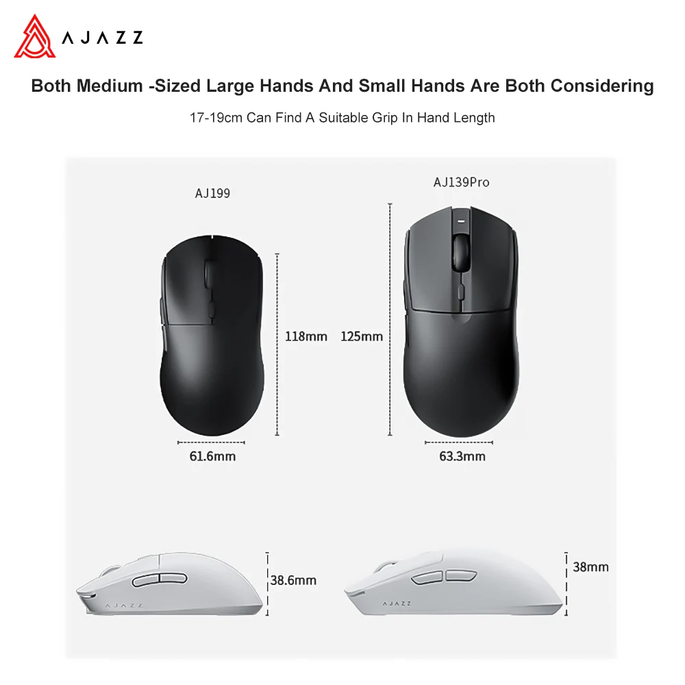 NEW Ajazz AJ139PRO Wireless 2.4GHz + Wired Gaming Mouse PAW3395 for Gaming Laptop Tablet Notebook PC Optical