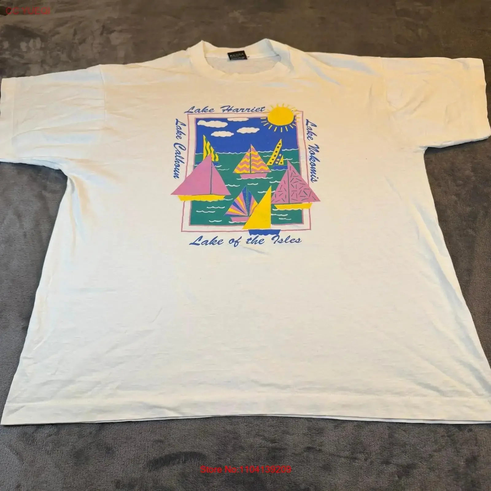 Vintage Screen Stars Best Lake Calhoun Nokomis T Shirt Mens XL long or short sleeves vintage Washed Casual fashion Comfortable