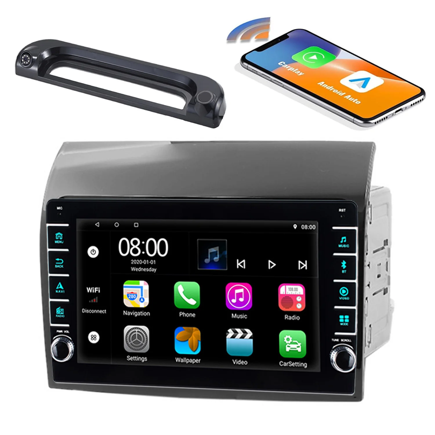Android Car radio Bluetooth Carpaly GPS Navigation+HD rearview camera for Fiat Ducato Peugeot Boxer Opel Movano Citroen Jumper