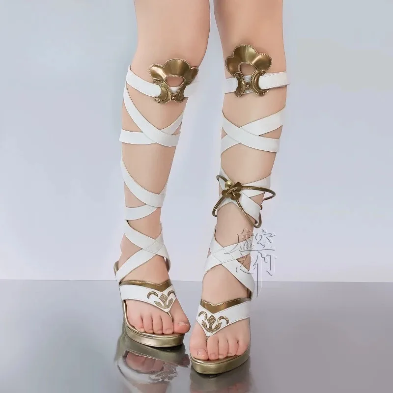 รองเท้าส้นสูงแบบสายรัดคอสเพลย์ Luno จากอนิเมะ Wuthering Waves ปี 2025 สำหรับงานปาร์ตี้ฮาโลวีน งานรื่นเริง และงานแฟนซี