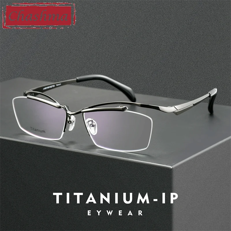 

Chashma 57 mm Pure Titanium Frame IP Plating Glasses Oversize Gafas Top Quality Men Eyeglass for Prescription Lenses for Male