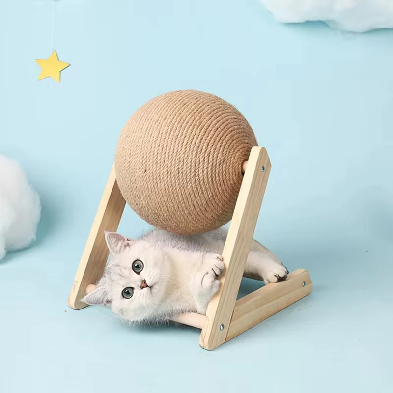 Pet exclusive durable wooden cat entertainment paw grinding set - cat scratching board, ball, climbing frame and scratching post