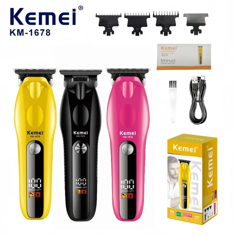 

Kemei KM-1678 Машинка для стрижки волос с прецизионным стальным лезвием, 7500 об/мин, тонкий зазор лезвия 0,1 мм, электрический триммер для волос, машинка для стрижки волос