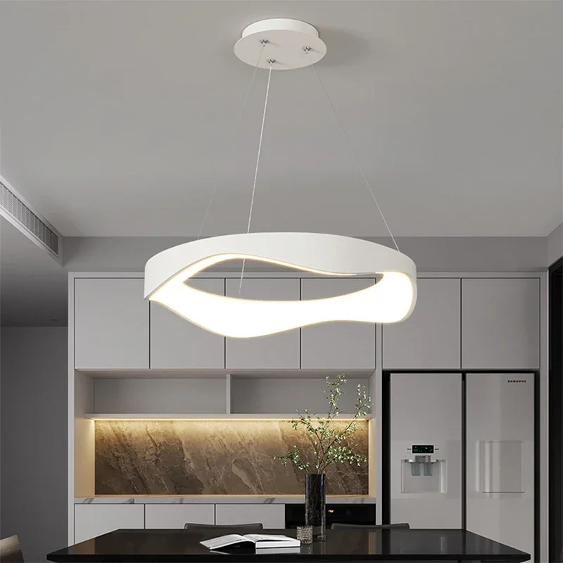 Modern LED Pendant Light Minimalist White 40/50/60cm Fixtures For Living Room Bedroom Restaurant Hotel Villa Indoor Illumination