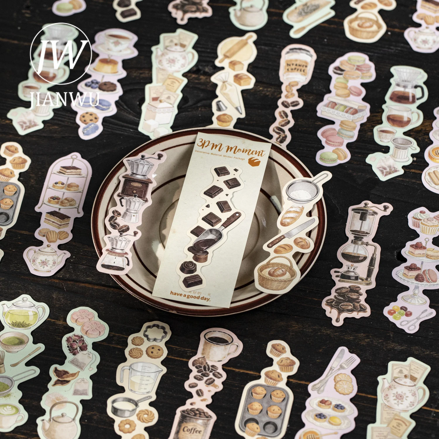 Coffee Tea Journal - JIANWU 3pm Moment Series, Pegatinas Decorativas