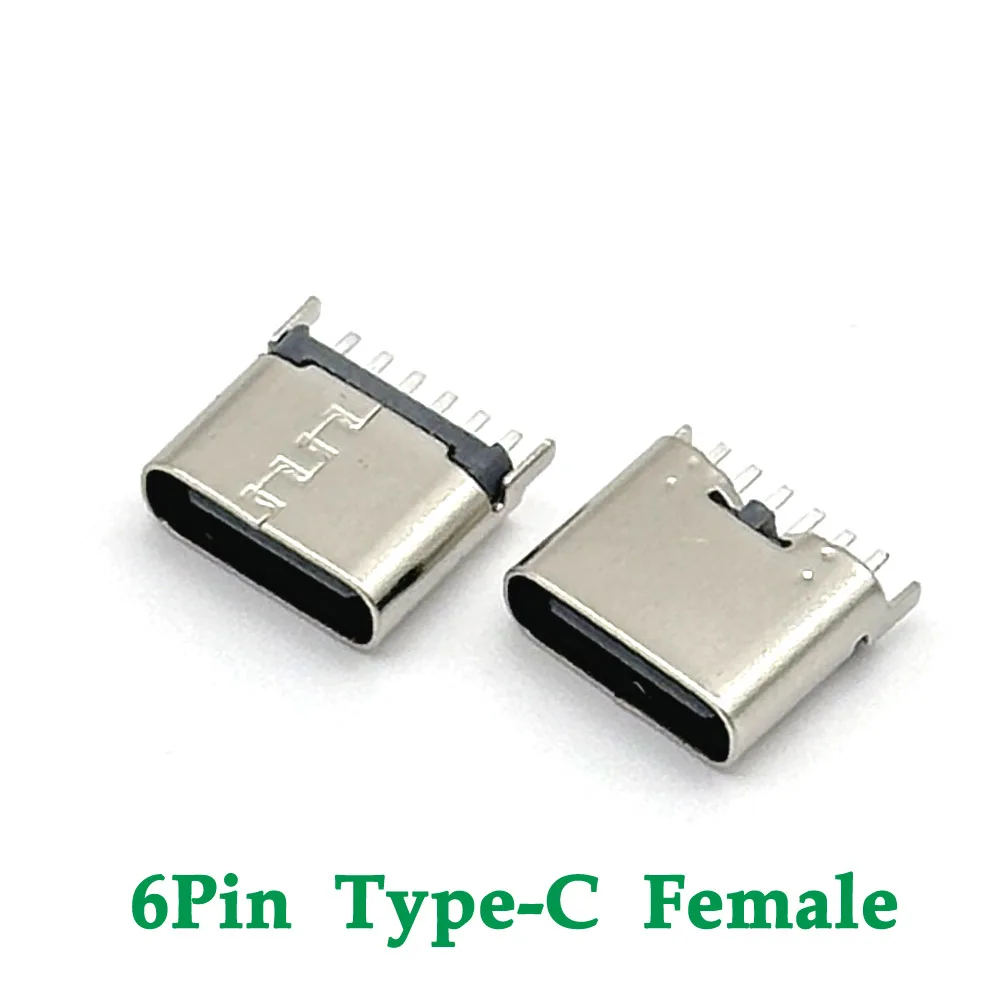 

1-20PCS 6 Pin SMT Socket Connector Micro USB Type C 3.1 Female Placement SMD DIP For PD design DIY high current charging